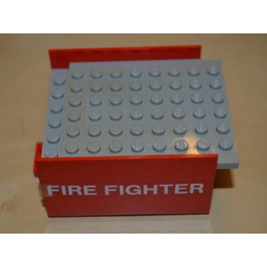 red boat hull smooth middle 8 x 6 x 3 1 3 with light gray deck with white fire fighter pattern on both sides stickers - sets 316 775