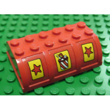 red container trunk lid 4 x 6 x 1 2 3 with red stars and soda pop cup pattern stickers - set 3681