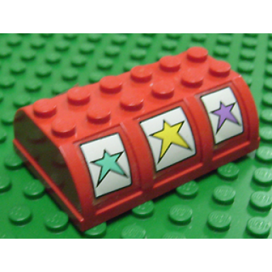 red container trunk lid 4 x 6 x 1 2 3 with turquoise yellow and purple star pattern on both sides stickers - set 3683