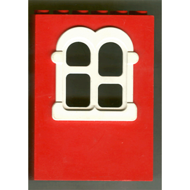 red fabuland building wall 2 x 6 x 7 with squared white window
