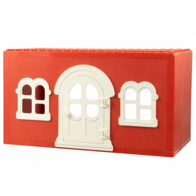 red fabuland house block with white door and windows