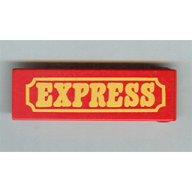 red duplo door 1 x 4 x 1 with yellow express pattern