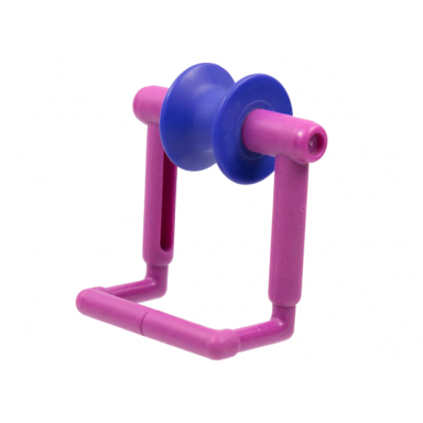 light purple duplo zipline trolley with handle and dark blue-violet pulley wheel