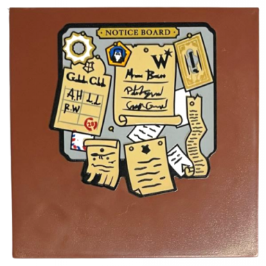 tile 6 x 6 with bottom tubes with notice board with tan and white paper clippings on light bluish gray background pattern sticker - set 76405