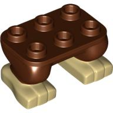 legs with plate round 2 x 3 with molded tan feet pattern