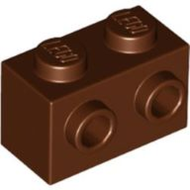 reddish brown brick modified 1 x 2 with studs on 1 side