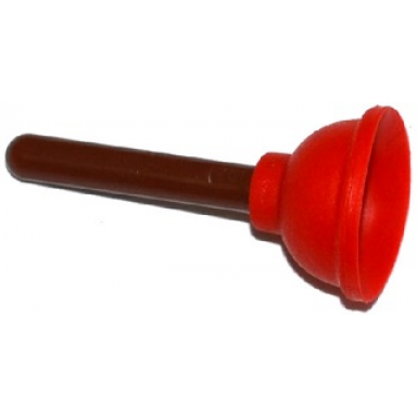 reddish brown minifigure utensil plunger with molded flexible rubber red cup pattern