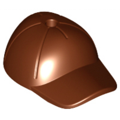 reddish brown minifigure headgear cap - short curved bill with seams and hole on top