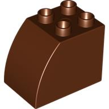 reddish brown duplo brick 2 x 3 x 2 slope curved