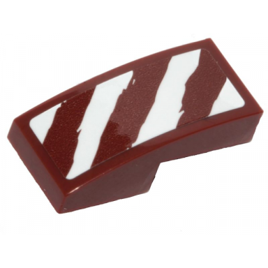 reddish brown slope curved 2 x 1 x 2 3 with 4 rugged white diagonal stripes on reddish brown background pattern model right side sticker - set 75254
