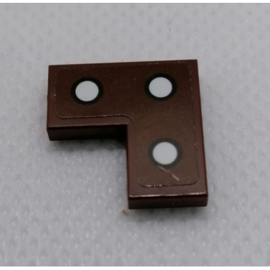 reddish brown tile 2 x 2 corner with black outlined 3 white dots pattern sticker - set 75977