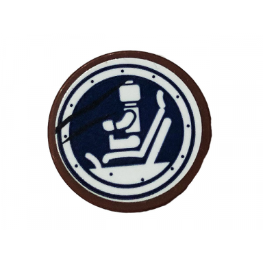 reddish brown tile round 2 x 2 with bottom stud holder with minifigure in the gyrosphere and scratches pattern sticker - set 75929