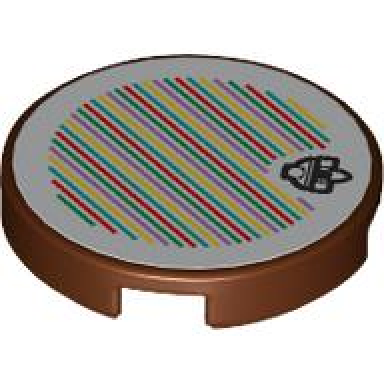 reddish brown tile round 2 x 2 with bottom stud holder with super mario scanner code mole miner pattern sticker - set 71425