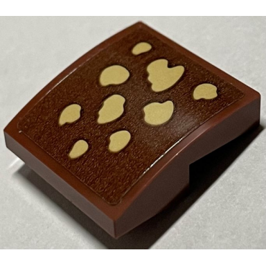 reddish brown slope curved 2 x 2 x 2 3 with tan spots pattern sticker - set 40484