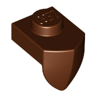 reddish brown plate modified 1 x 1 with tooth vertical