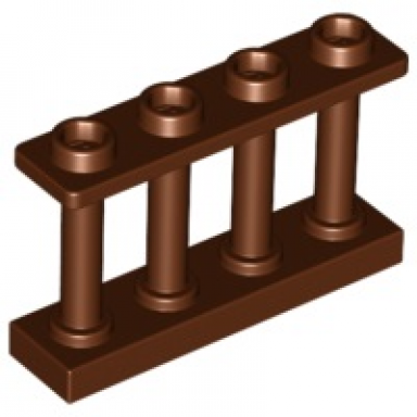 reddish brown fence 1 x 4 x 2 spindled with 4 studs