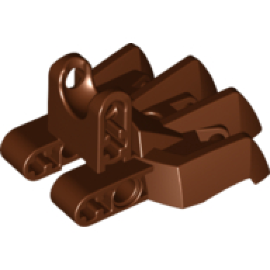 reddish brown hero factory foot with four short claws and ball joint socket