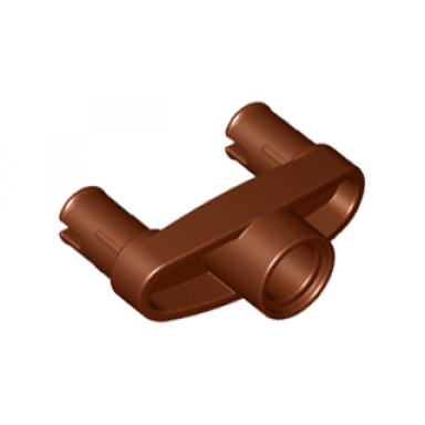 reddish brown technic pin connector 3l with 2 pins and center hole