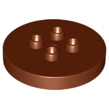 reddish brown duplo brick round 4 x 4 flat top thin with 2 x 2 studs table