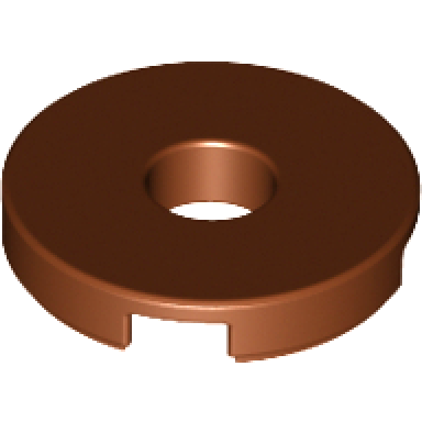reddish brown tile round 2 x 2 with hole