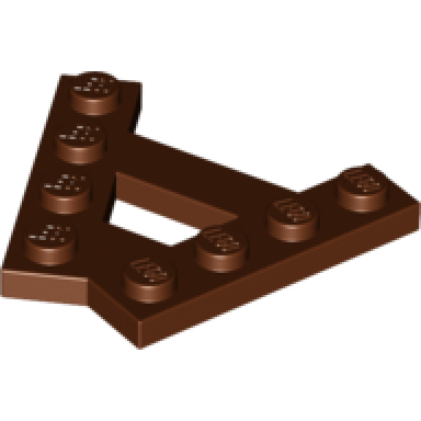 reddish brown wedge plate a-shape with 2 rows of 4 studs