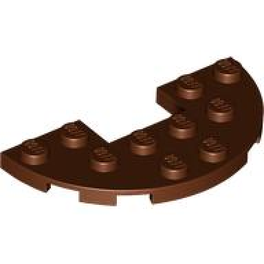 reddish brown plate round half 3 x 6 with 1 x 2 cutout
