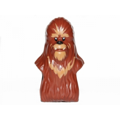 reddish brown minifigure head modified sw wookiee with dark tan fur pattern