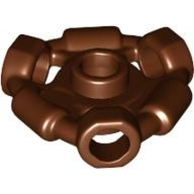reddish brown minifigure weapon holder ring with 3 bars and 3 bar holes ninjago aeroblade center - open stud