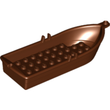 reddish brown boat 14 x 5 x 2 with oarlocks without hollow inside studs