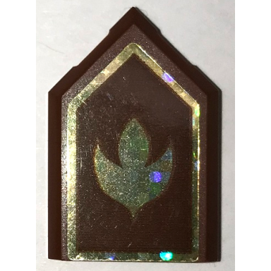 reddish brown tile modified 2 x 3 pentagonal with holographic arendelle crest flower and border pattern sticker - set 41167