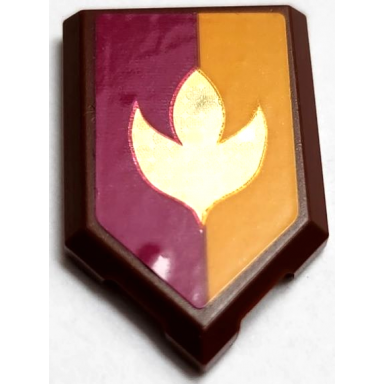 reddish brown tile modified 2 x 3 pentagonal with holographic arendelle crest flower on magenta and bright light orange background pattern sticker - set 41167