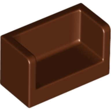 reddish brown panel 1 x 2 x 1 with rounded corners and 2 sides