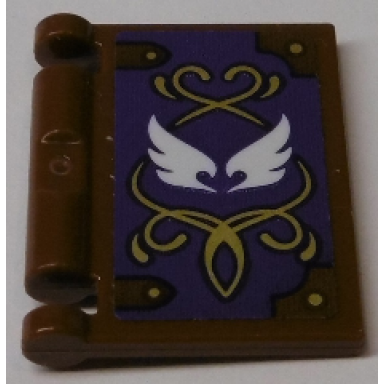 reddish brown minifigure utensil book cover with white wings and gold filigree on dark purple background pattern sticker - set 41184
