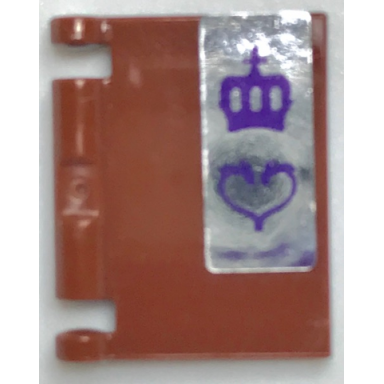 reddish brown minifigure utensil book cover with dark purple crown and heart on silver background pattern sticker - set 40307