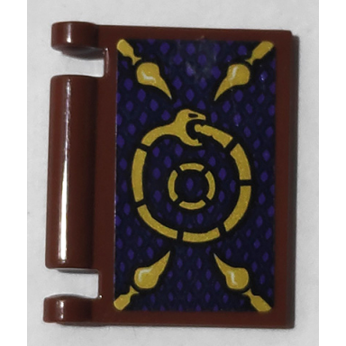 reddish brown minifigure utensil book cover with gold coiled snake and stingers on dark blue and dark purple background pattern sticker - set 71735