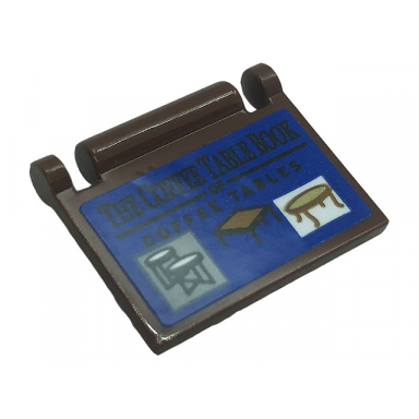 reddish brown minifigure utensil book cover with black the coffee table book of coffee tables and tables on blue background pattern sticker - set 21328