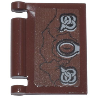 reddish brown minifigure utensil book cover with black stitching light bluish gray snakes and oval clasp pattern sticker - set 21341