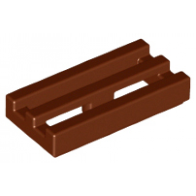 reddish brown tile modified 1 x 2 grille with bottom groove