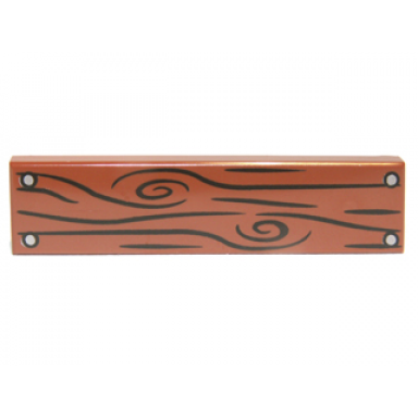 reddish brown tile 1 x 4 with wood grain and 4 nails pattern