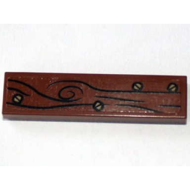 reddish brown tile 1 x 4 with wood grain and 4 screws pattern sticker - set 79010