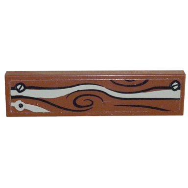 reddish brown tile 1 x 4 with wood grain with dark tan streak and 2 screws pattern sticker - set 79010