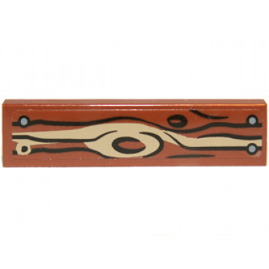 reddish brown tile 1 x 4 with wood grain and nails pattern type 3 sticker - set 9473