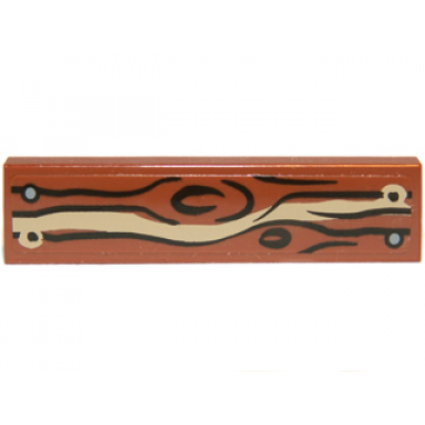 reddish brown tile 1 x 4 with wood grain and nails pattern type 4 sticker - set 9473