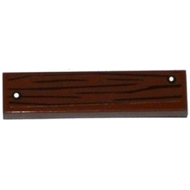 reddish brown tile 1 x 4 with wood grain and 2 white nails pattern sticker - set 60068