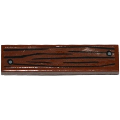 reddish brown tile 1 x 4 with wood grain and 2 dark bluish gray nails on transparent background pattern sticker - set 75904