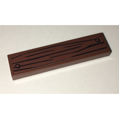 reddish brown tile 1 x 4 with wood grain and 2 nails on reddish brown background pattern sticker - set 75903
