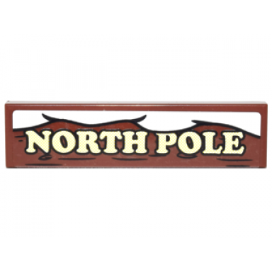 reddish brown tile 1 x 4 with north pole wood grain and snow overhang on transparent background pattern sticker - set 10245
