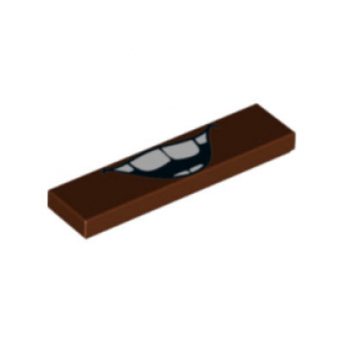 reddish brown tile 1 x 4 with open mouth laugh with teeth pattern