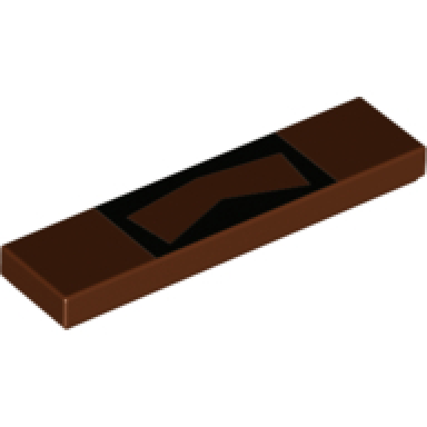 reddish brown tile 1 x 4 with black moustache pattern