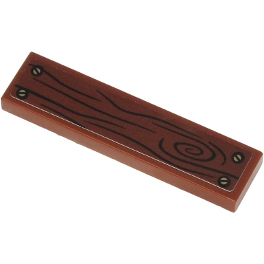 reddish brown tile 1 x 4 with wood grain and 4 screws on reddish brown background pattern sticker - set 71705